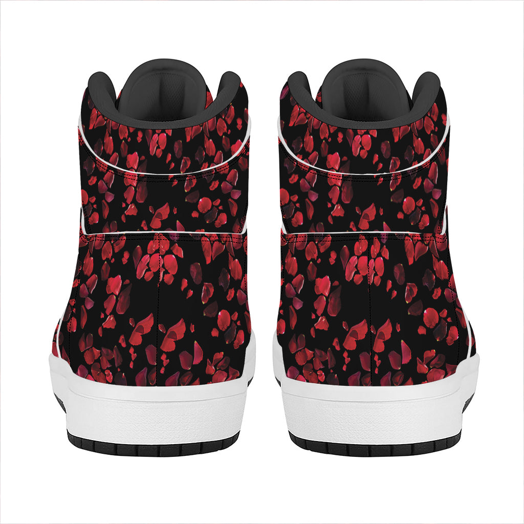 Rose Petals Pattern Print High Top Leather Sneakers