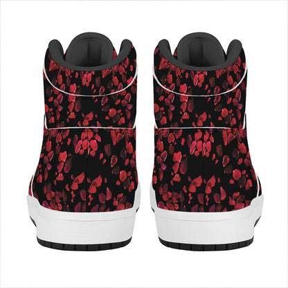 Rose Petals Pattern Print High Top Leather Sneakers