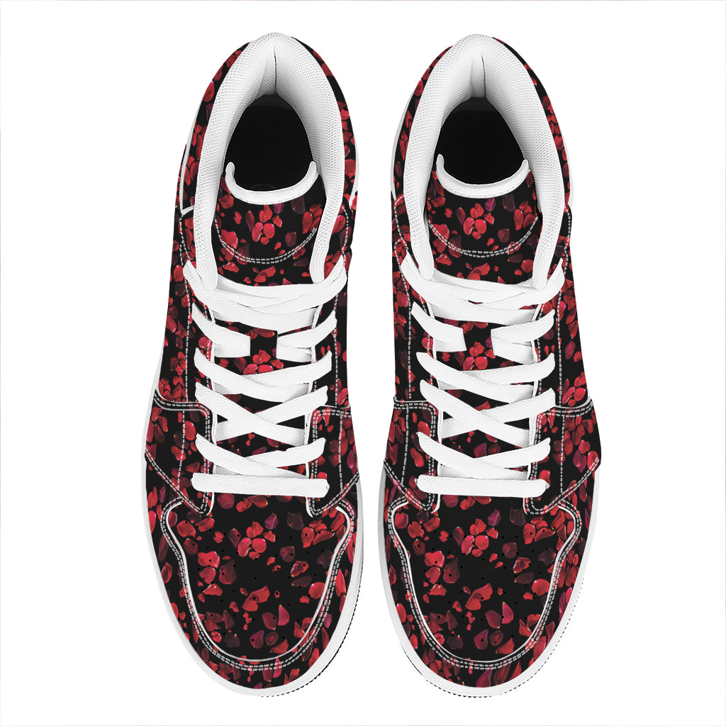 Rose Petals Pattern Print High Top Leather Sneakers