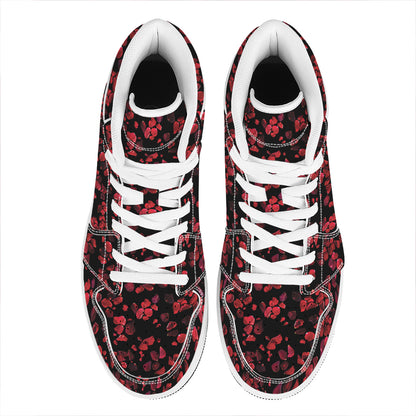 Rose Petals Pattern Print High Top Leather Sneakers