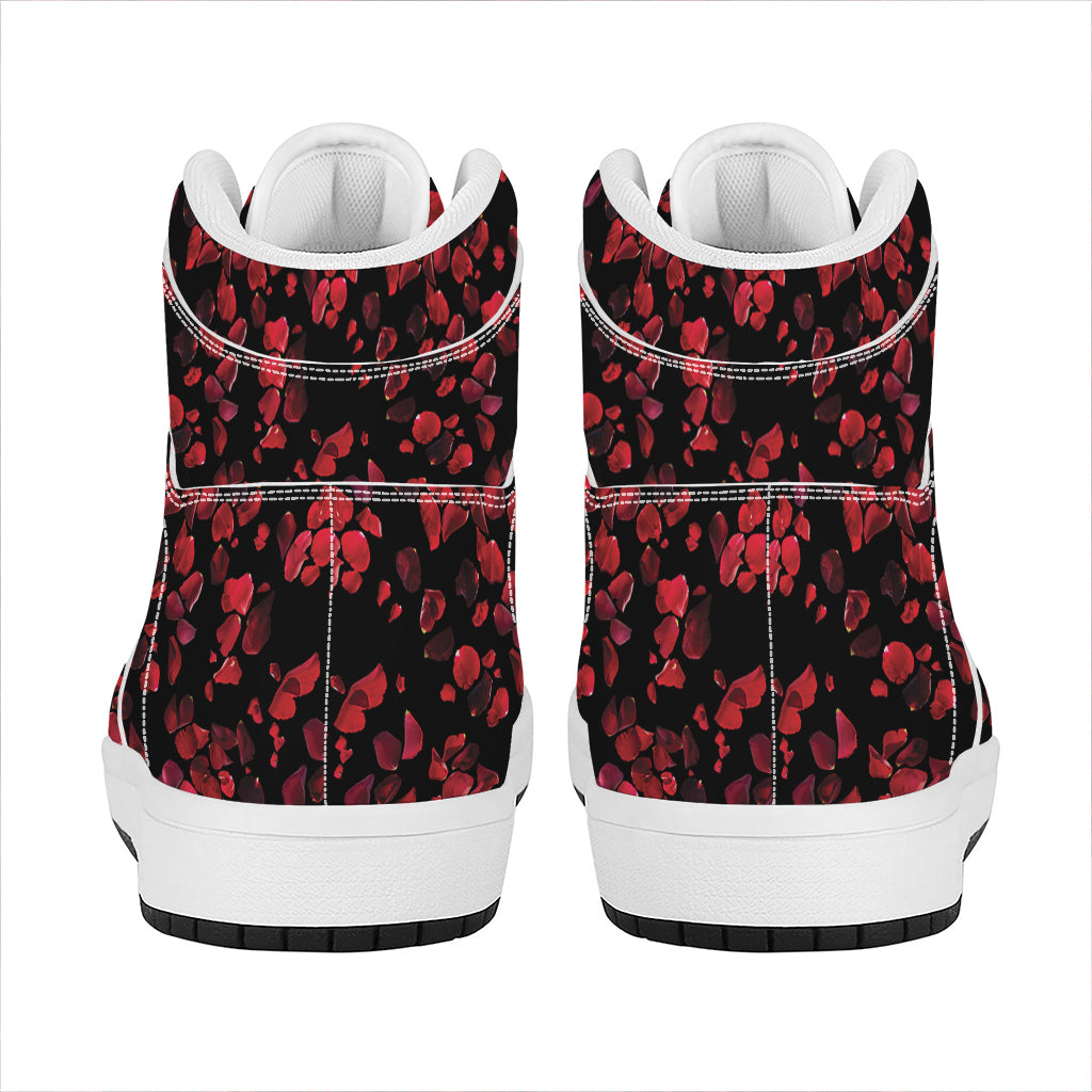 Rose Petals Pattern Print High Top Leather Sneakers