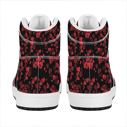 Rose Petals Pattern Print High Top Leather Sneakers