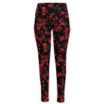 Rose Petals Pattern Print High-Waisted Pocket Leggings