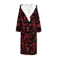 Rose Petals Pattern Print Hooded Bathrobe