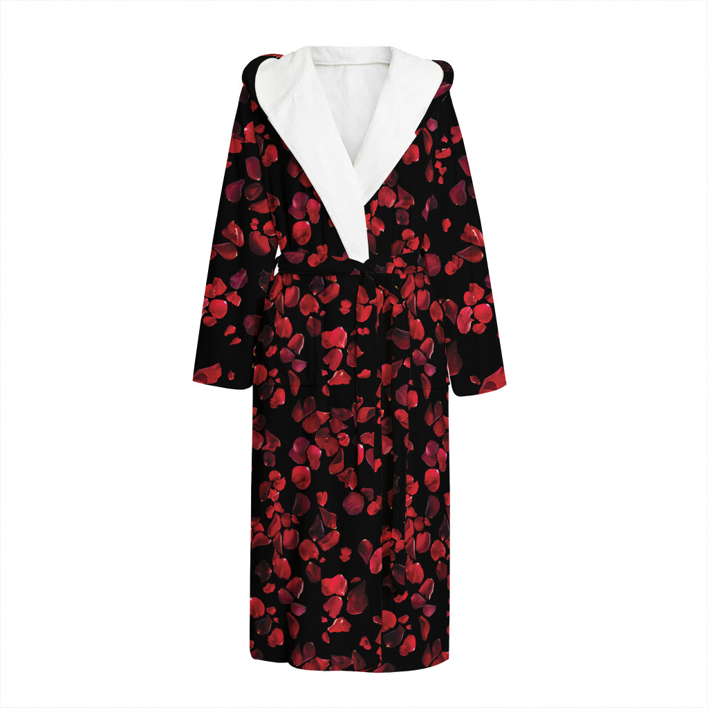 Rose Petals Pattern Print Hooded Bathrobe