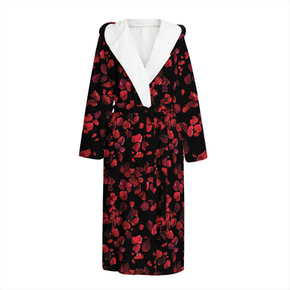 Rose Petals Pattern Print Hooded Bathrobe