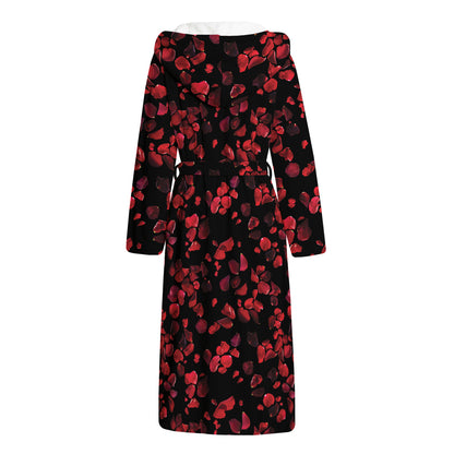 Rose Petals Pattern Print Hooded Bathrobe