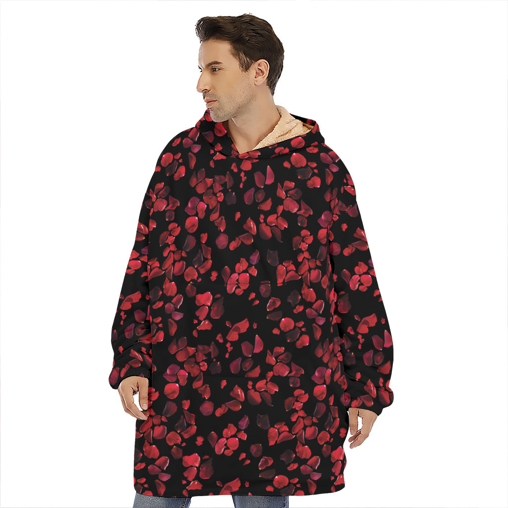 Rose Petals Pattern Print Hoodie Blanket