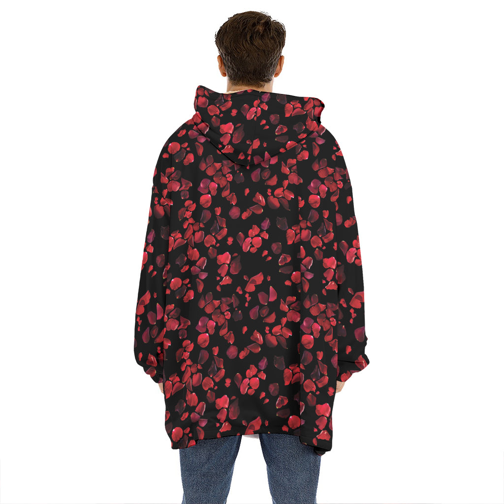 Rose Petals Pattern Print Hoodie Blanket