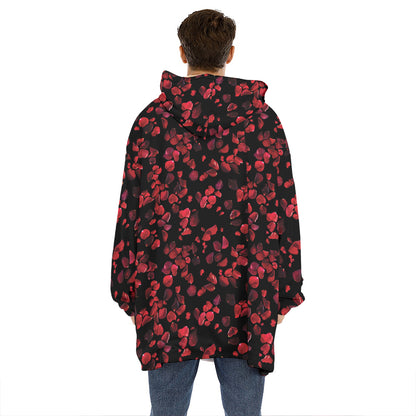 Rose Petals Pattern Print Hoodie Blanket
