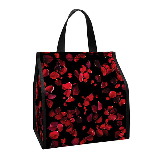 Rose Petals Pattern Print Insulated Lunch Tote