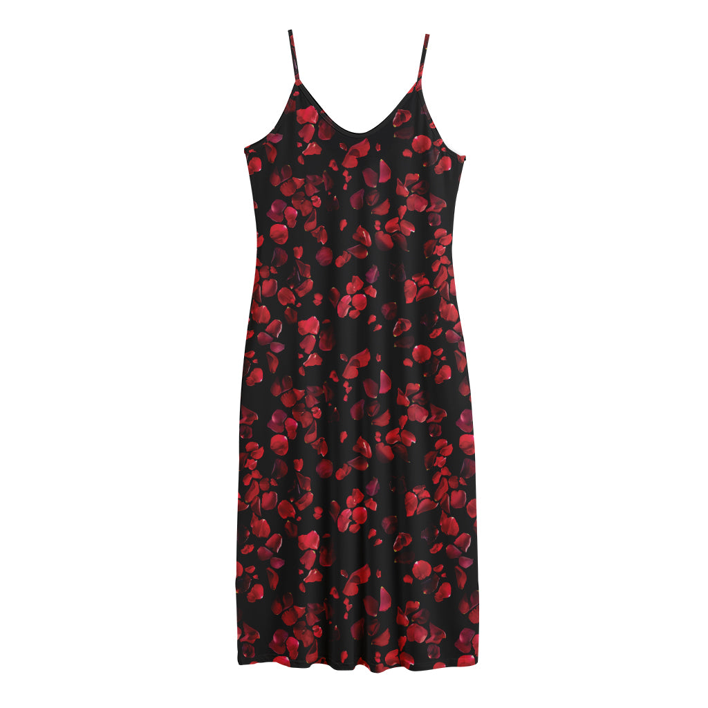 Rose Petals Pattern Print Jersey Midi Cami Dress