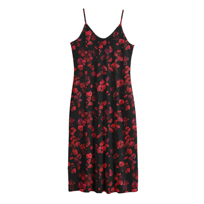 Rose Petals Pattern Print Jersey Midi Cami Dress