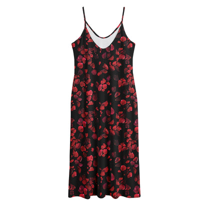 Rose Petals Pattern Print Jersey Midi Cami Dress