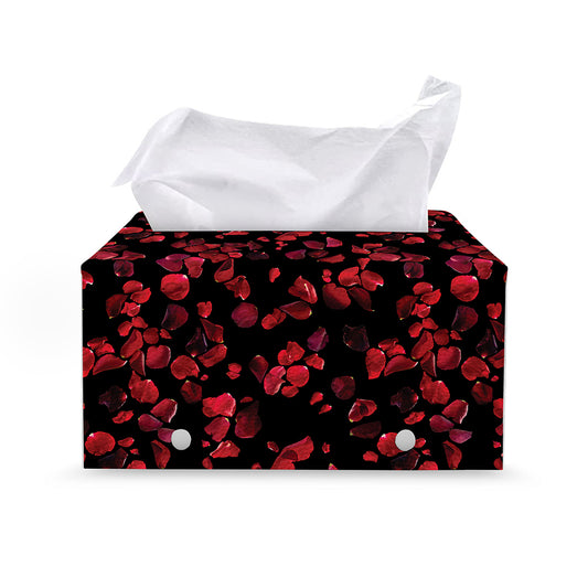 Rose Petals Pattern Print Leather Tissue Box Cover