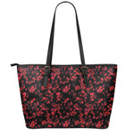 Rose Petals Pattern Print Leather Tote Bag