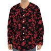 Rose Petals Pattern Print Long Sleeve Baseball Jersey