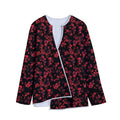 Rose Petals Pattern Print Long Sleeve Short Coat