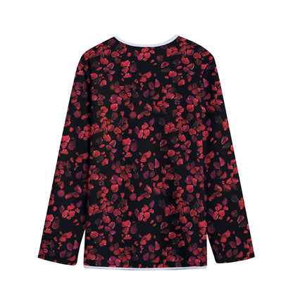 Rose Petals Pattern Print Long Sleeve Short Coat