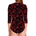 Rose Petals Pattern Print Long Sleeve Swimsuit