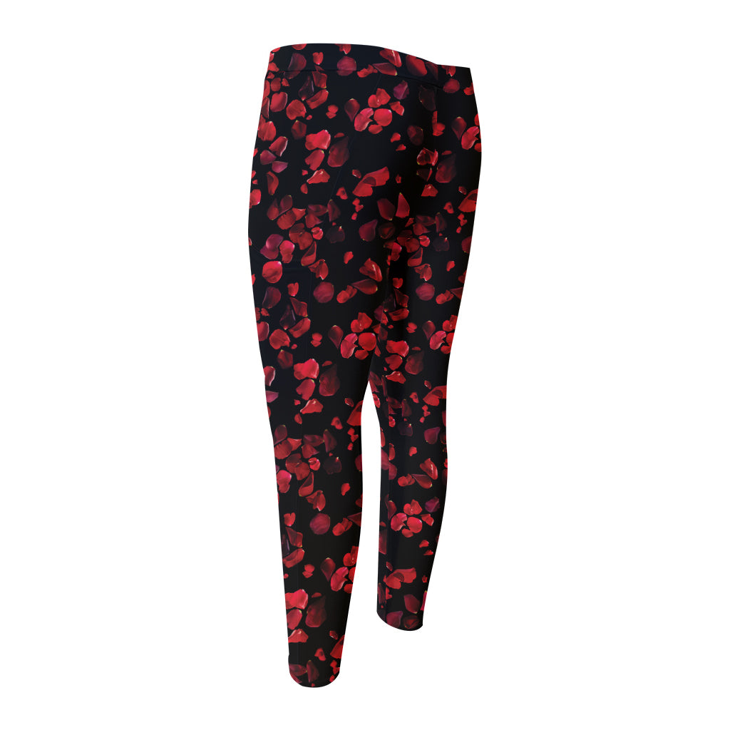 Rose Petals Pattern Print Men's Compression Pants