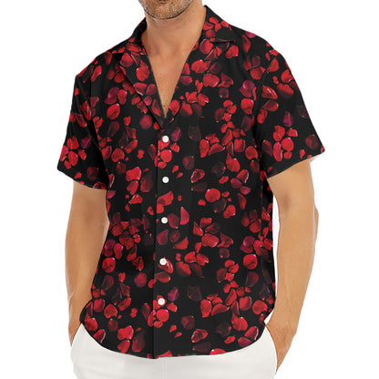 Rose Petals Pattern Print Men's Deep V-Neck Shirt