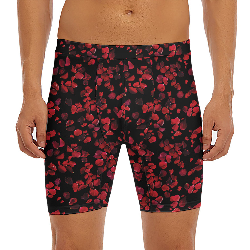 Rose Petals Pattern Print Men's Long Boxer Briefs