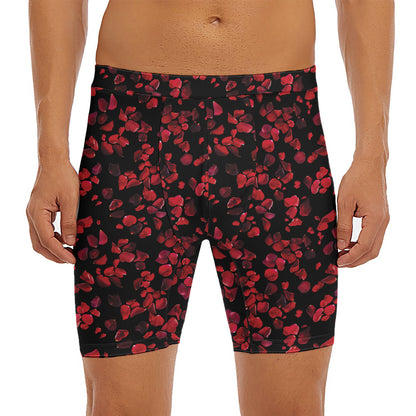 Rose Petals Pattern Print Men's Long Boxer Briefs