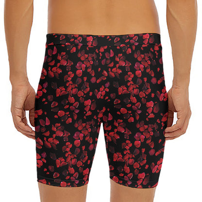 Rose Petals Pattern Print Men's Long Boxer Briefs