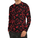 Rose Petals Pattern Print Men's Long Sleeve Rash Guard