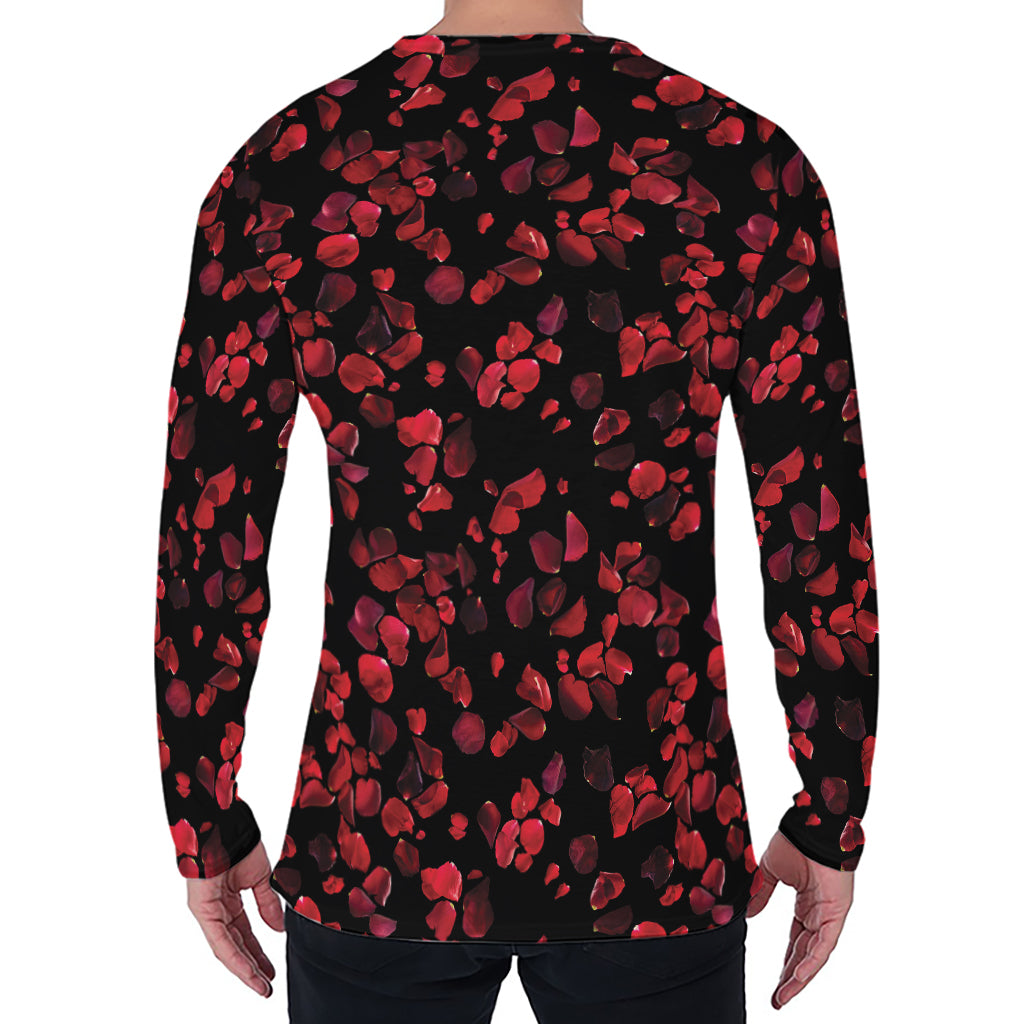 Rose Petals Pattern Print Men's Long Sleeve T-Shirt