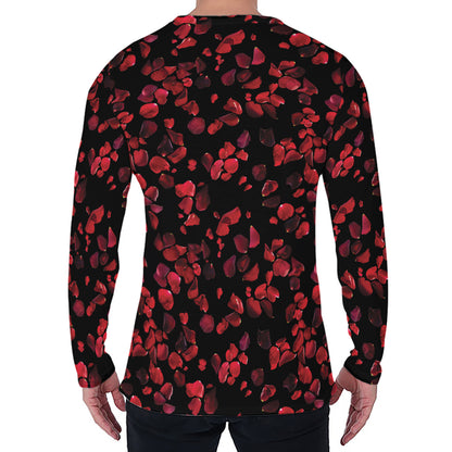 Rose Petals Pattern Print Men's Long Sleeve T-Shirt