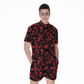 Rose Petals Pattern Print Men's Romper