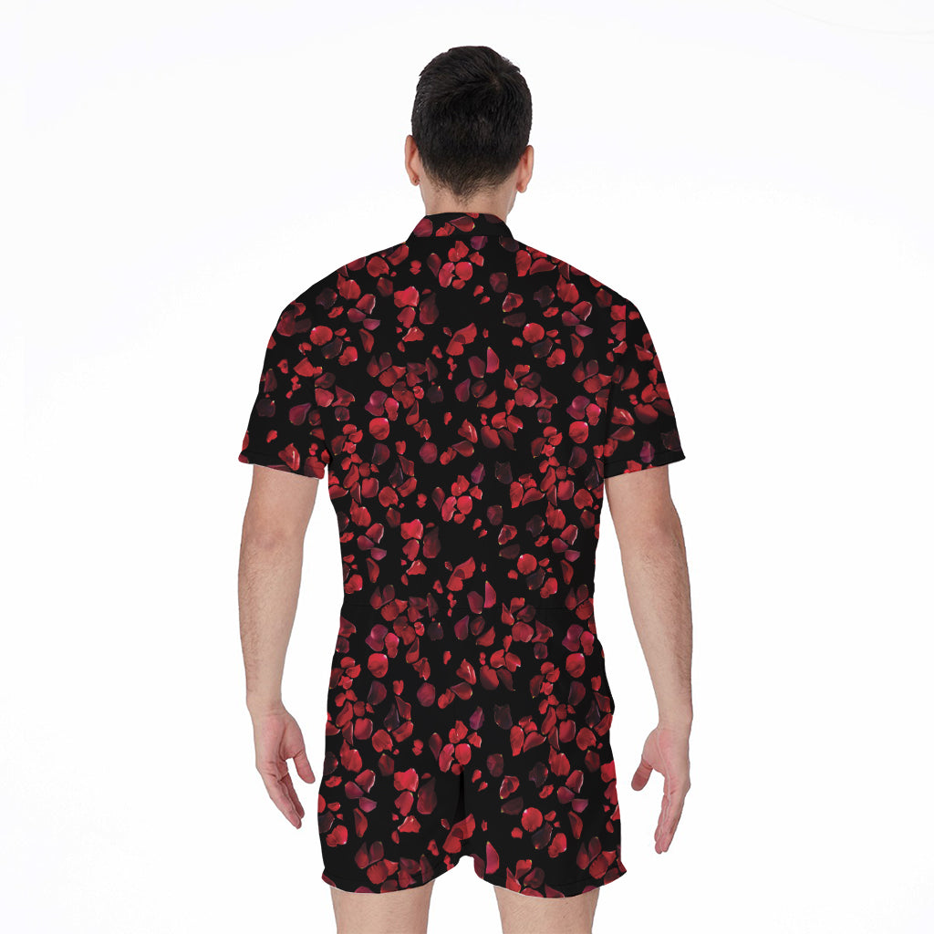 Rose Petals Pattern Print Men's Rompers