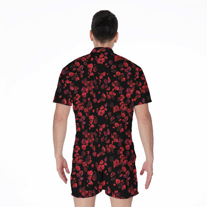 Rose Petals Pattern Print Men's Rompers