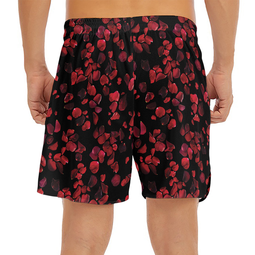 Rose Petals Pattern Print Men's Split Running Shorts