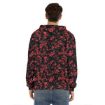 Rose Petals Pattern Print Men's Velvet Pullover Hoodie
