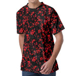 Rose Petals Pattern Print Men's Velvet T-Shirt