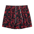 Rose Petals Pattern Print Mesh Shorts