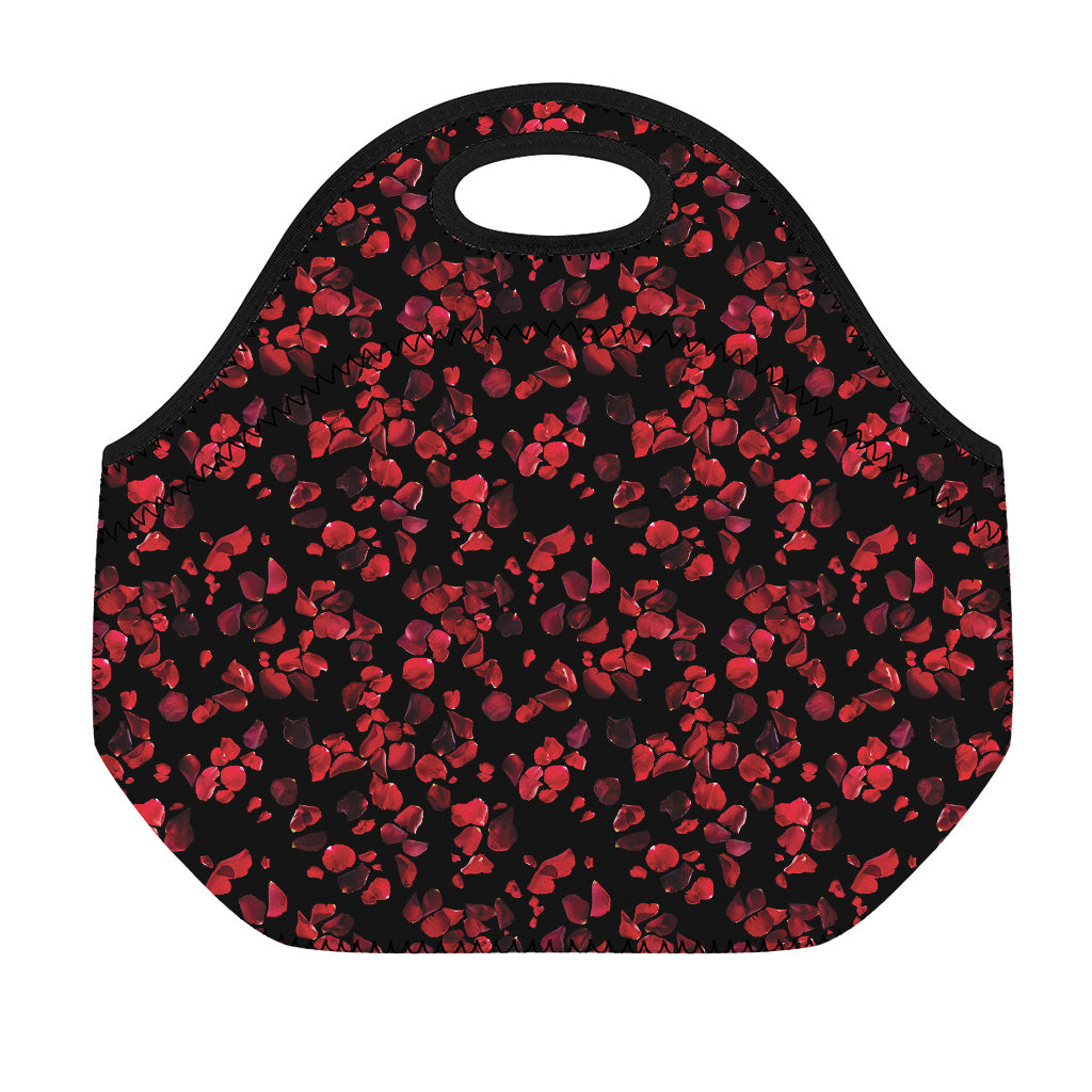 Rose Petals Pattern Print Neoprene Lunch Bag