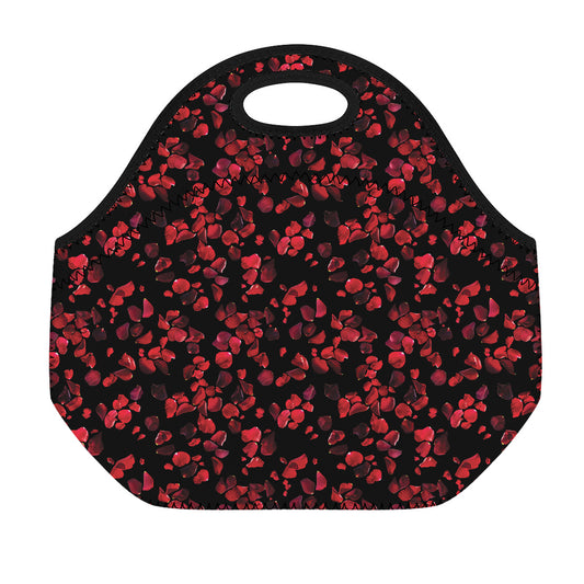 Rose Petals Pattern Print Neoprene Lunch Bag