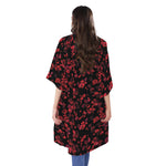 Rose Petals Pattern Print Open Front Beach Cover Up