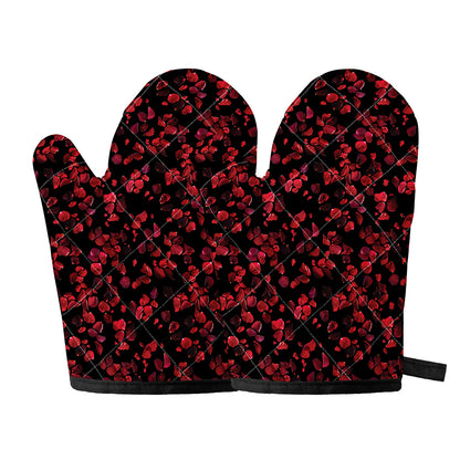 Rose Petals Pattern Print Oven Mitts