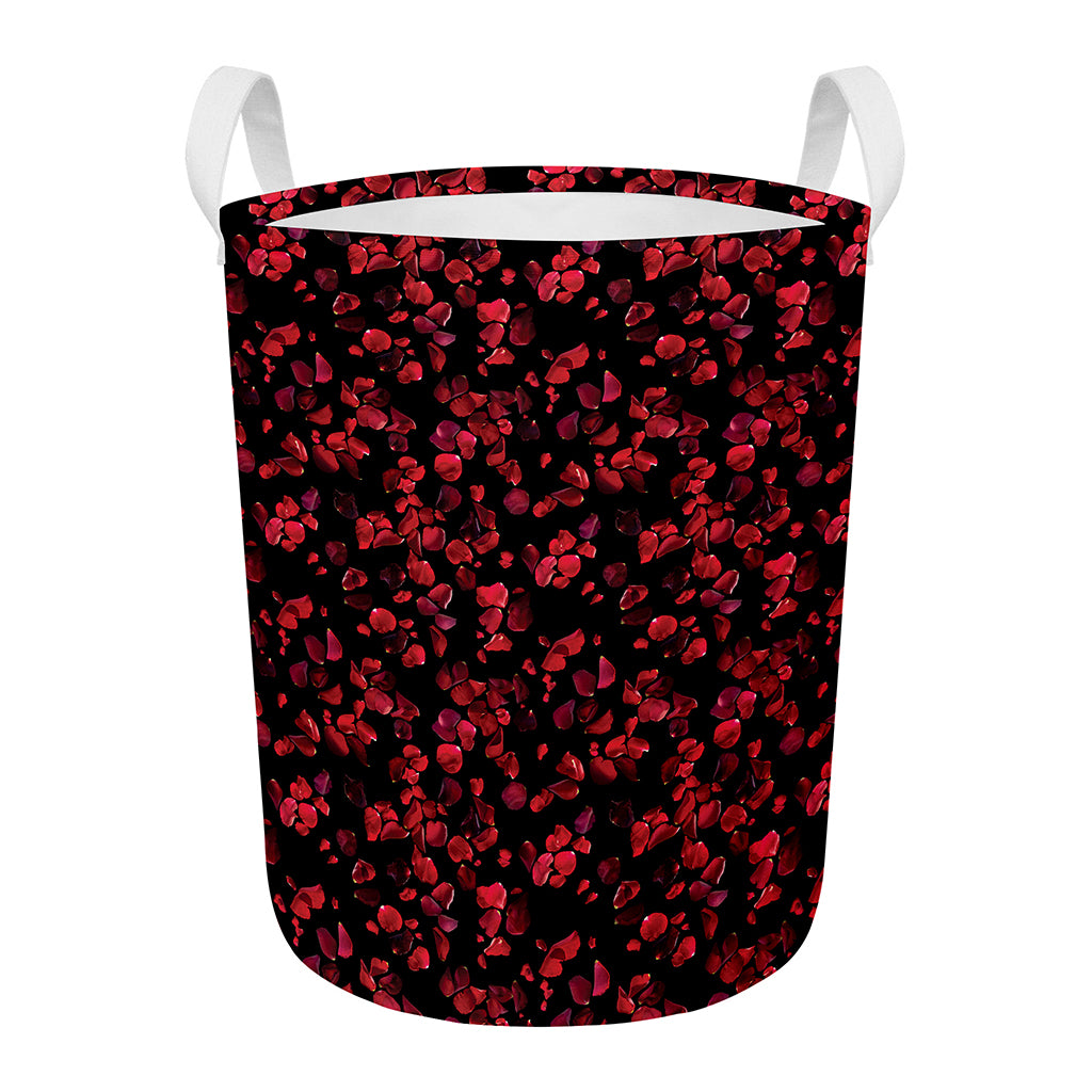 Rose Petals Pattern Print Round Laundry Basket