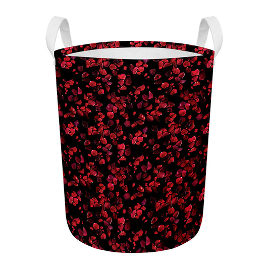 Rose Petals Pattern Print Round Laundry Basket