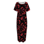 Rose Petals Pattern Print Short Sleeve Long Nightdress