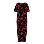Rose Petals Pattern Print Short Sleeve Long Nightdress