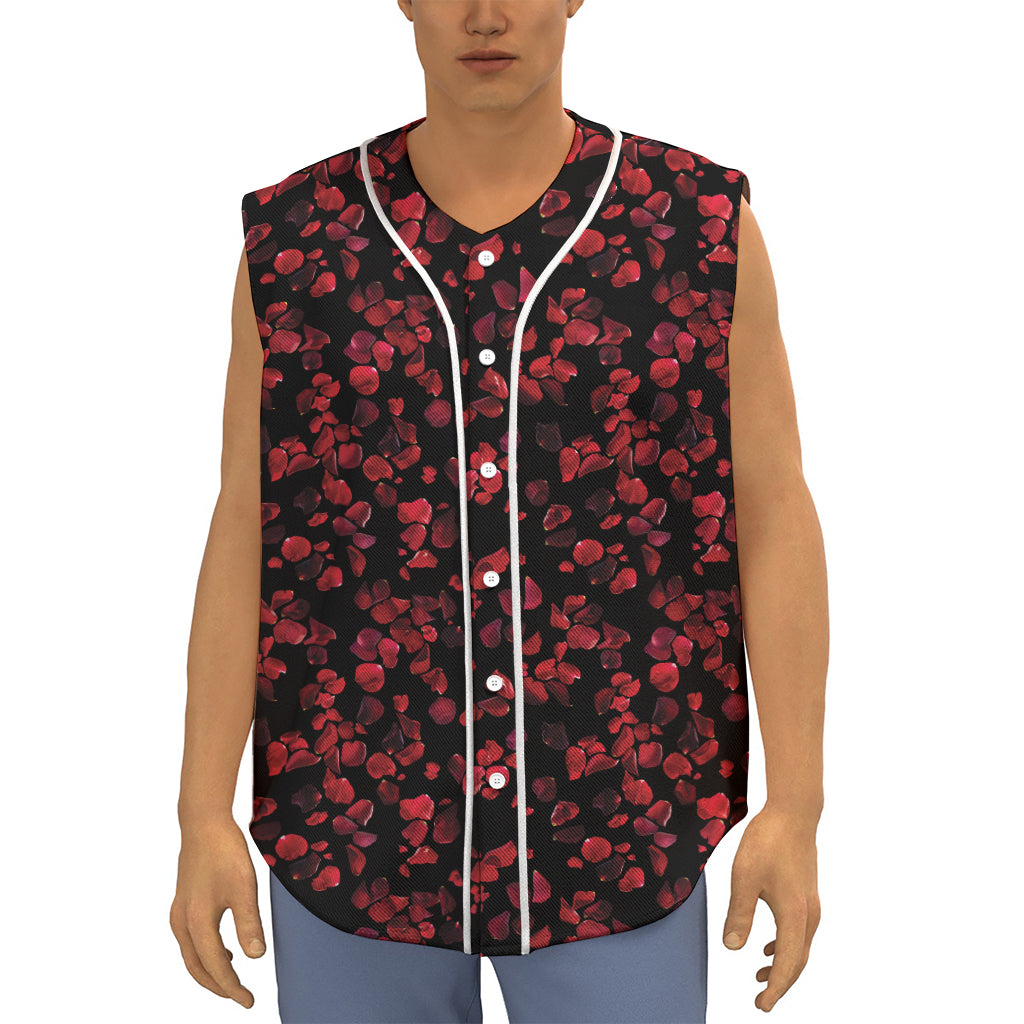 Rose Petals Pattern Print Sleeveless Baseball Jersey