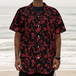 Rose Petals Pattern Print Textured Short Sleeve Shirt