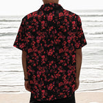 Rose Petals Pattern Print Textured Short Sleeve Shirt